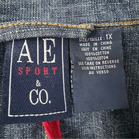 AE Sport & Co. Denim Trench Coat Jacket • Double Breasted • Women’s 1X - Picture 3 of 6